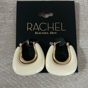 Rachel Roy Square Latch Enamel Hoop Earrings